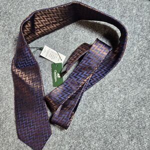Men’s Silk Tie Brown Purple Geometric Woven Pattern Classic Business Wedding NWT